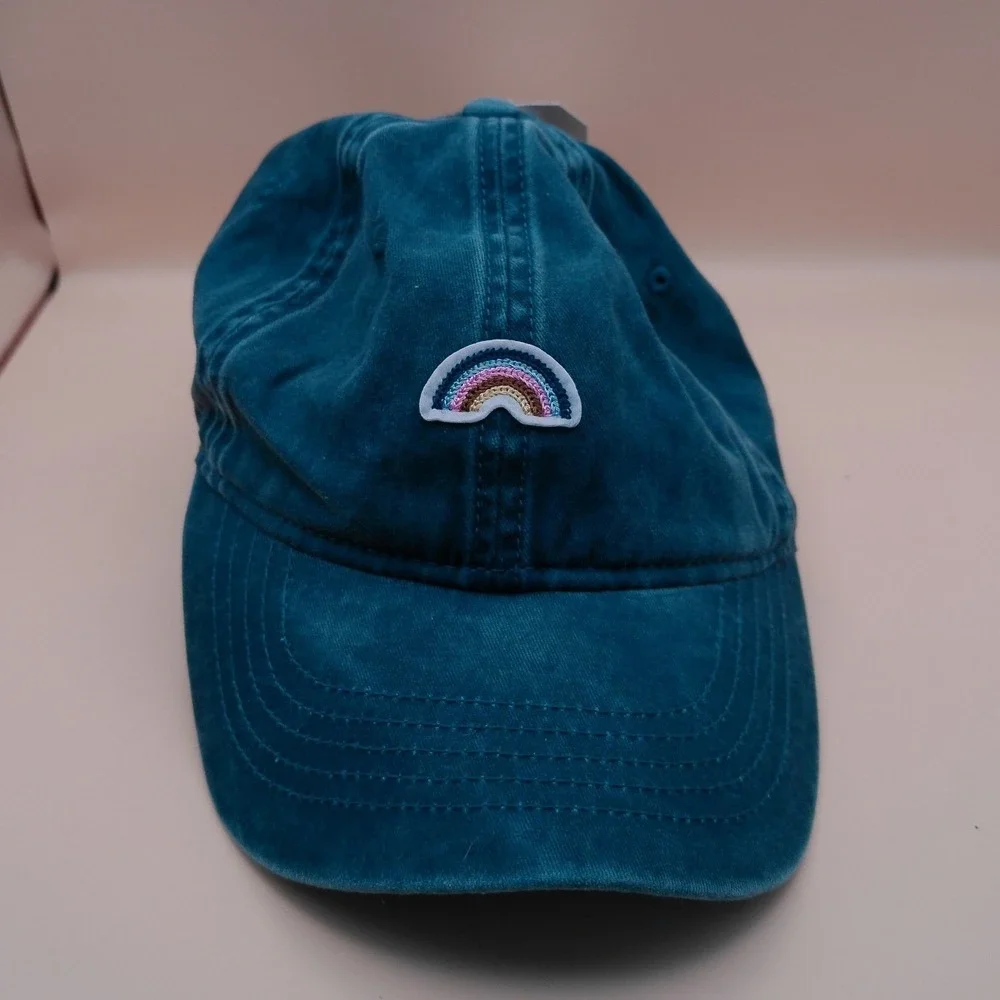 Time and Tru Womens Blue Rainbow Embroidered Baseball Cap Hat NWT TT203645 OS